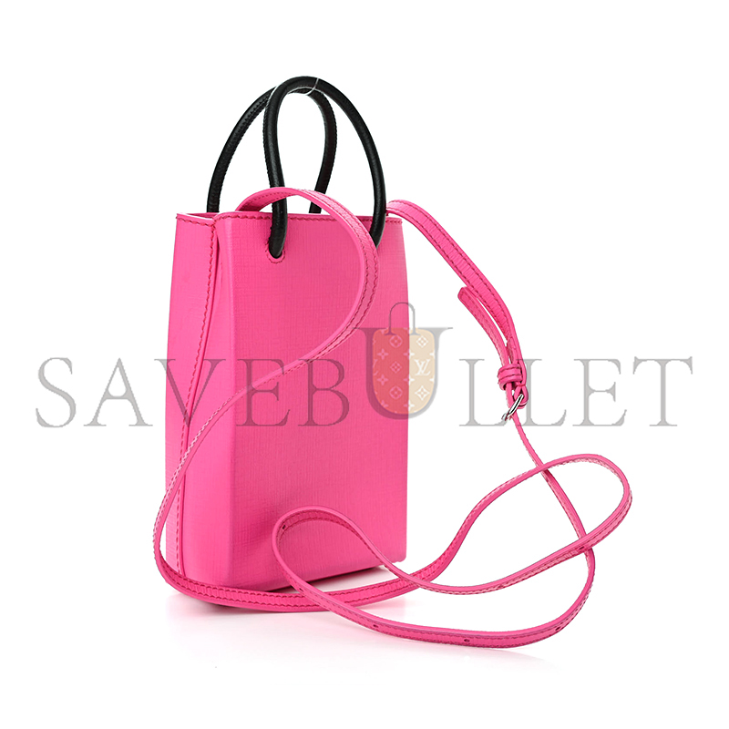 BALENCIAGA SHOPPING PHONE HOLDER BAG ACID FUCHSIA 593826 (18*11*5cm)